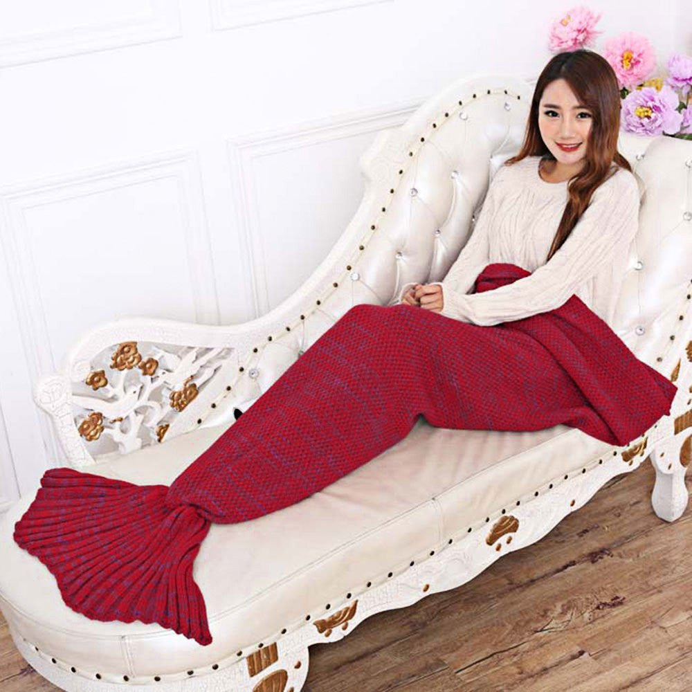 Online discount shop Australia - 195x95CM Yarn Knitted Mermaid Tail Blanket Super Soft Sleeping Bed Handmade Crochet Anti-Pilling Portable Blanket