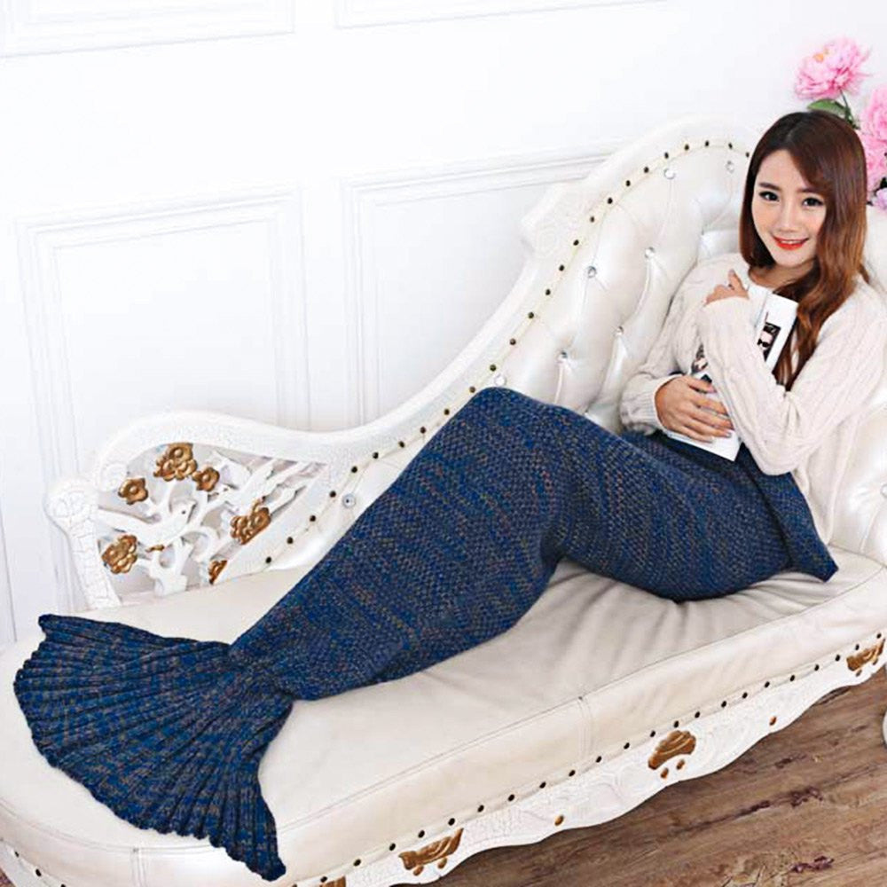 Online discount shop Australia - 195x95CM Yarn Knitted Mermaid Tail Blanket Super Soft Sleeping Bed Handmade Crochet Anti-Pilling Portable Blanket