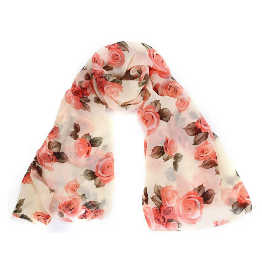 Rose Scarf Womens Fashion Voile Long Stole Scarves Shawl Scarf Ladies