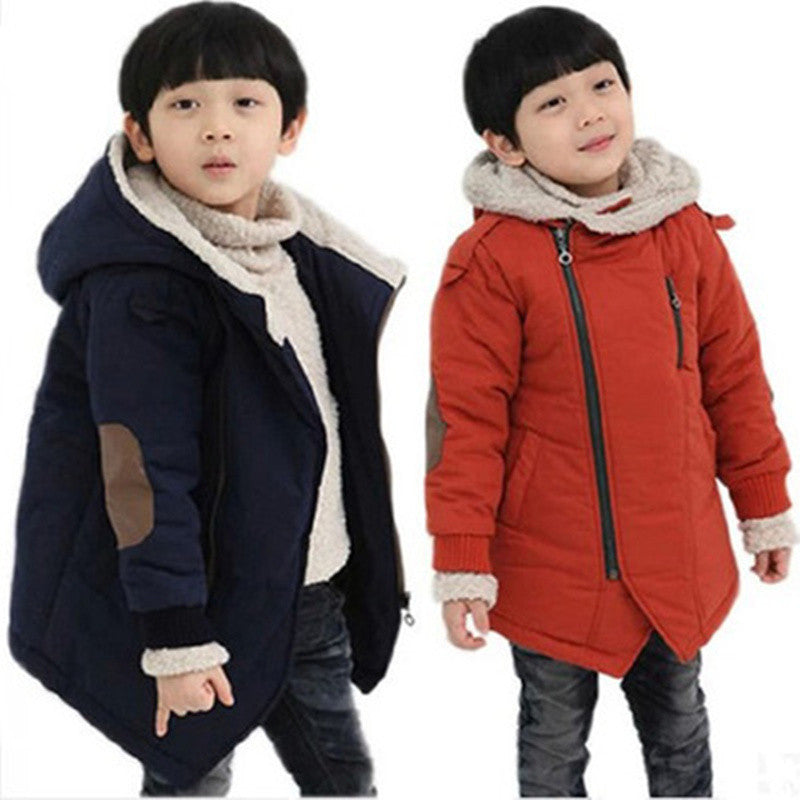 Retail kids boys outerwear hooded coat top thick wadded jacket/parkas child clothing kids