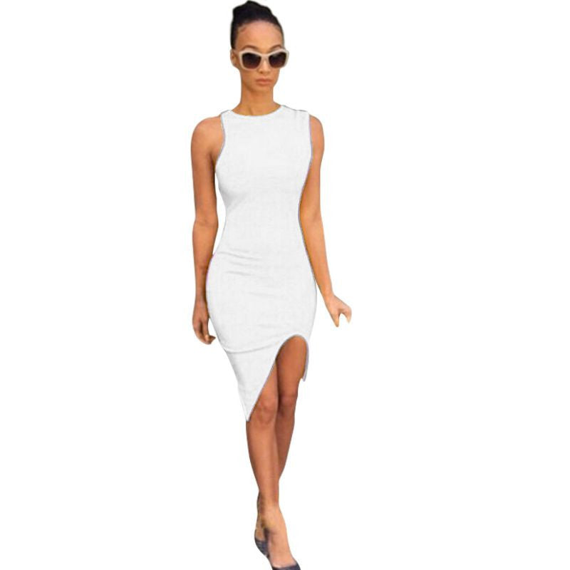 Plus Size Summer Vestido Women Casual Sleeveless Elegant Evening Party Dresses White Short Bandage Bodycon Dress LM58