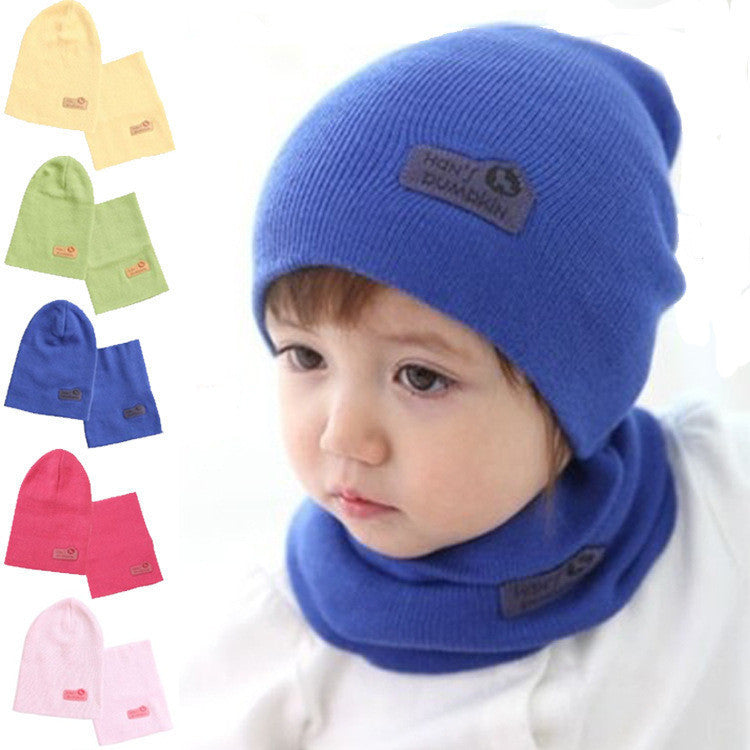 Online discount shop Australia - 6 Colors Children Hedging Cap + Scarf Suit Leather Standard Solid Color Candy-Colored Wool Hats Newsboy Caps Baby Hat