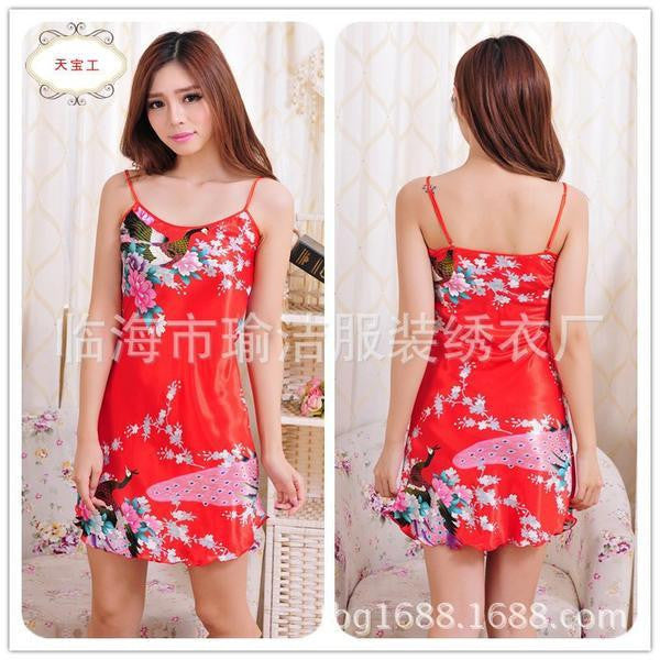 Women Lace Silk Suspenders Silk Princess Nightgown Casual Sleepwear Bandage Dress