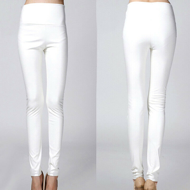 High PU Leather Pants Women Winter female high waist elastic pu leather fleece stretch Slim women pencil pants