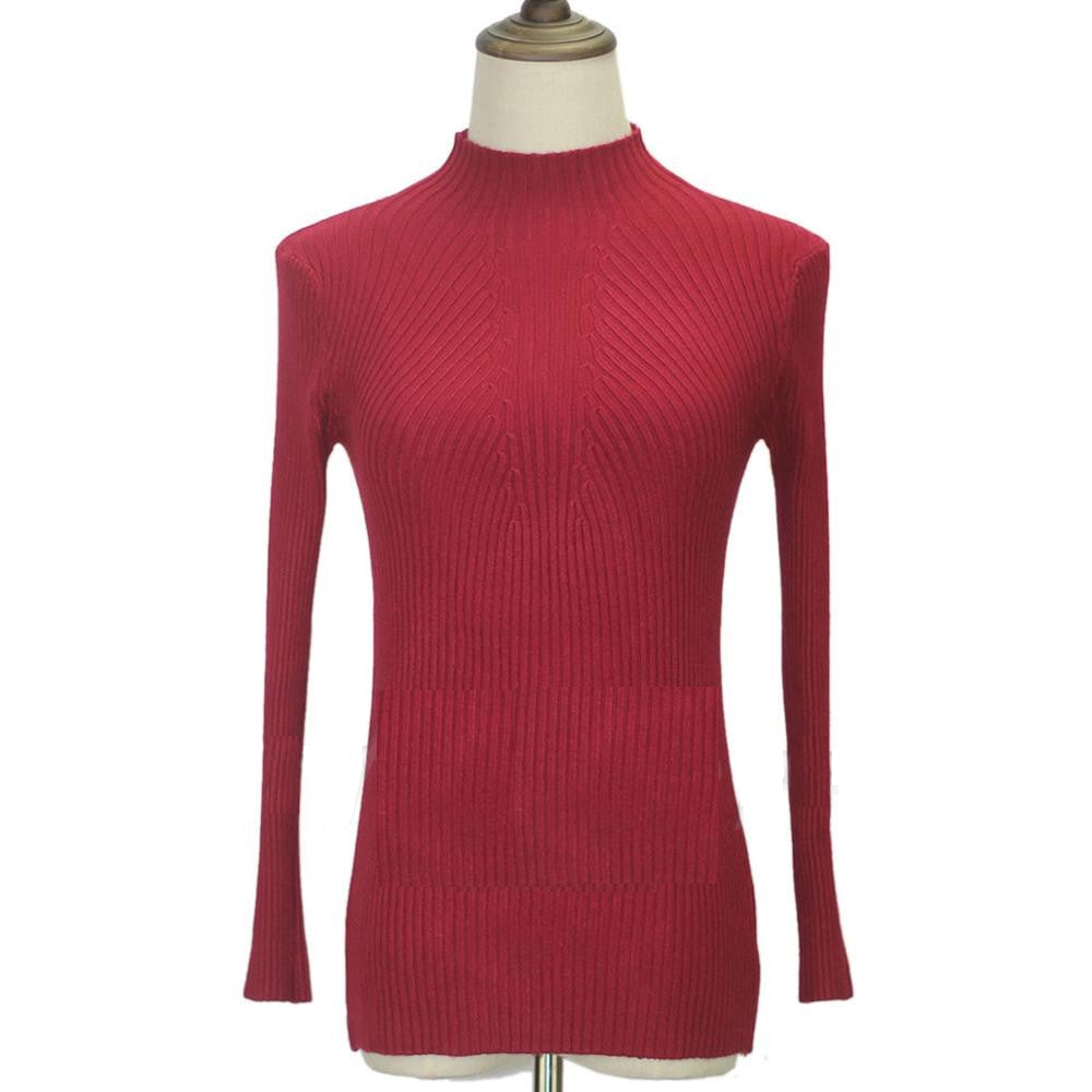 fashion women turtleneck knitted sweater female knitted slim pullover ladies all-match basic thin long sleeve shirt clothing